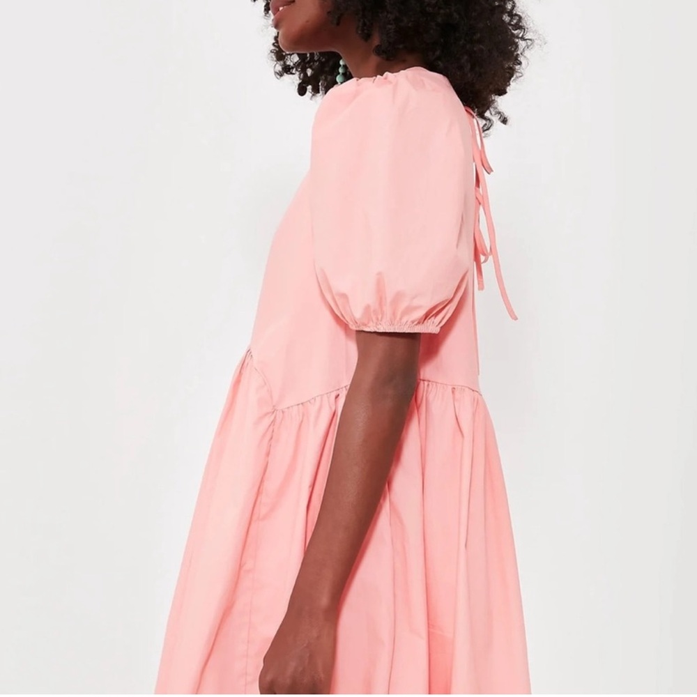 Tuckernuck Hyacinth House Women’s Coral Allie Puff Sleeve Babydoll Dress Medium - Picture 3 of 11